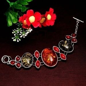 Boho Faux Amber Statement Bracelet